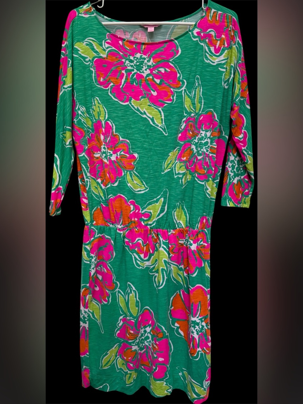 Lilly Pulitzer Teal Floral Bodysuit Dress with Pink & Orange Blooms